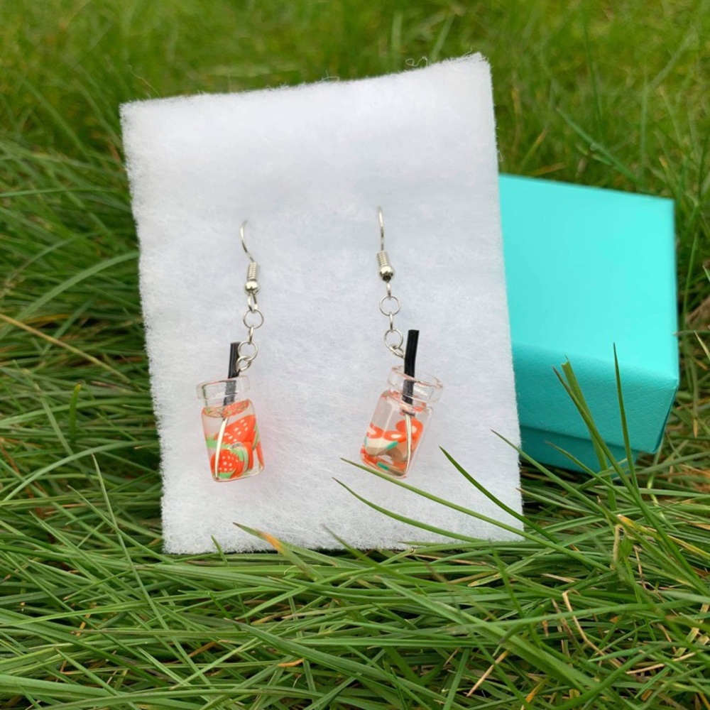 Handmade Strawberry Fruit Water Summer Earrings